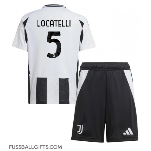 Juventus Manuel Locatelli #5 Fußballbekleidung Heimtrikot Kinder 2024-25 Kurzarm (+ kurze hosen)